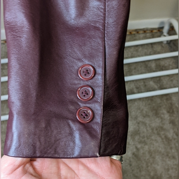 Dialogue Genuine Leather Burgundy Red Jacket Size S Woman - Picture 10 of 14